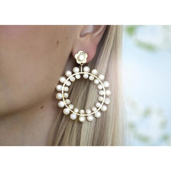 NEW ASHA camille hoops in mother of pearl